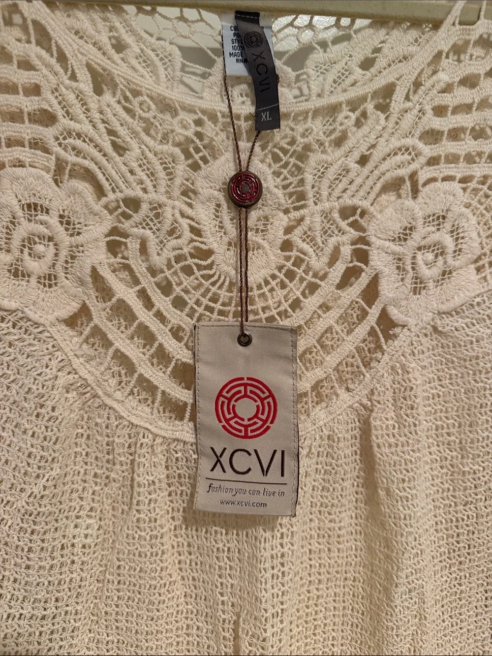 XCVI Crochet Lace Tunic Top - Cream